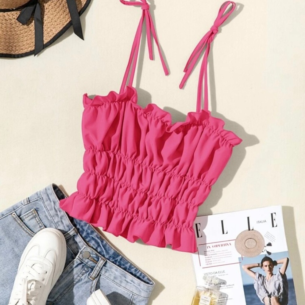 Solid Shirred Cami Top [Size: Small]